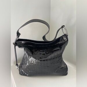 Brighton Patent Croc Embossed Hobo Bag